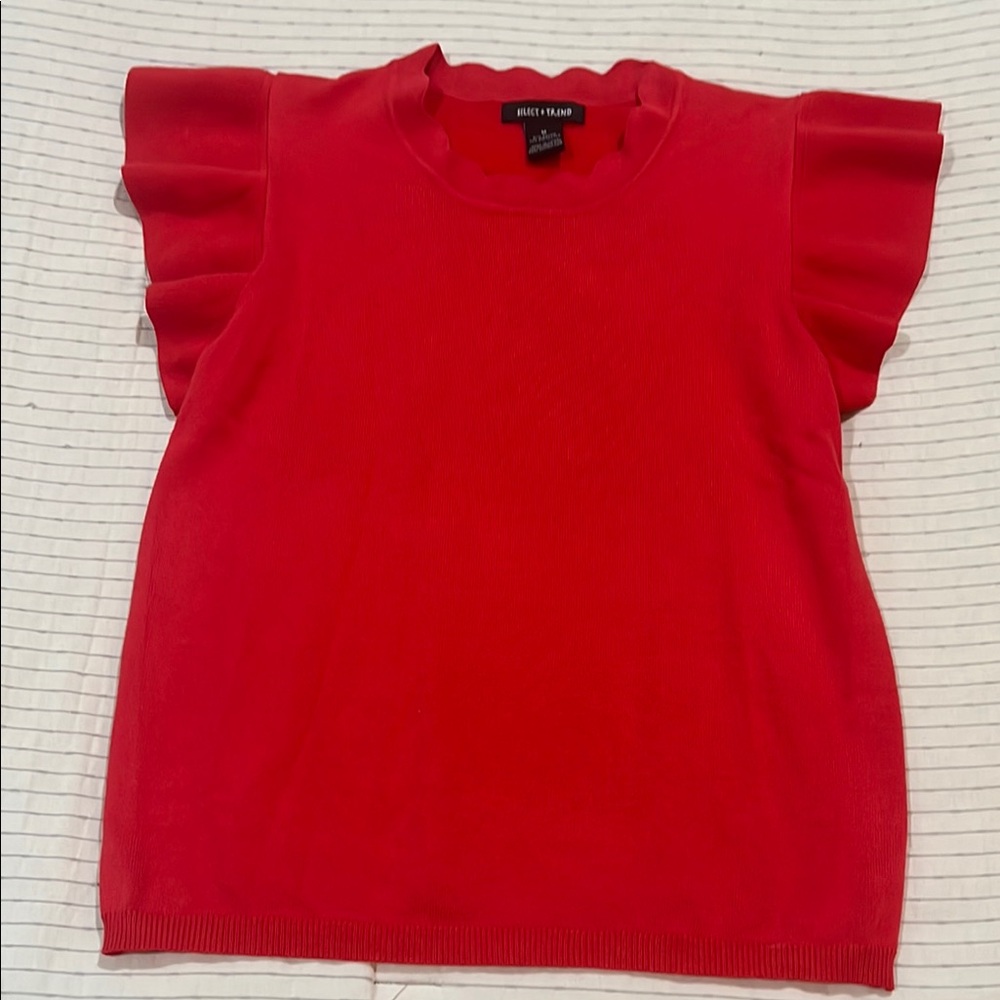 SELECT+TREND Red Ruffle Sleeve Top